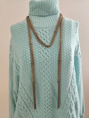 Gold Multi Strand Lariat Tassel Necklace Boho Layered Liquid Chain